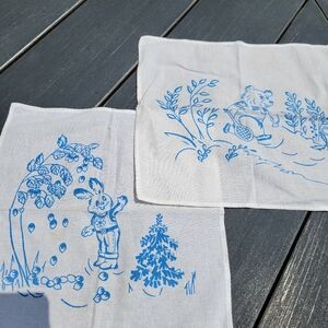 Vintage Children's Hankies (2) ~ Rabbit ~ Bear ~ Cute!